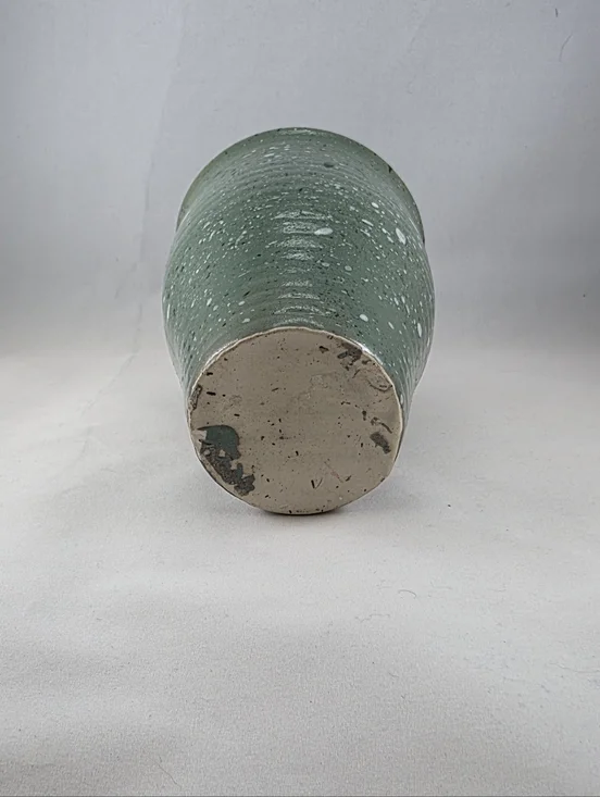 Handcrafted Speckled Green Ceramic Vase/Vessel - Picture 3 of 5